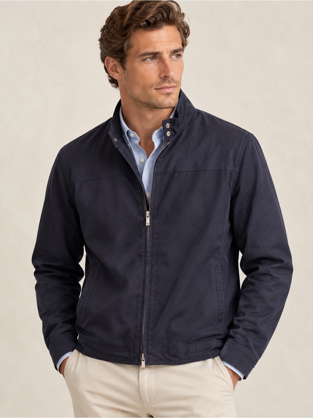 Ralph Lauren Navy Lightweight Zip-Front Jacket Golf Preppy Quiet Luxury